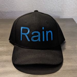 Unisex Rain Embroidered Hat Black Style Fashion Cool Casual Weather Waterproof